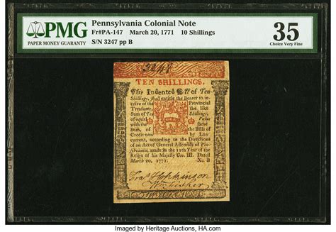 Pennsylvania March 20, 1771 10s Francis Hopkinson Signature PMG | Lot ...