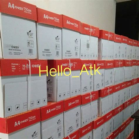 KERTAS HVS A4 75 GSM Okey 1 Dus Isi 5 Rim