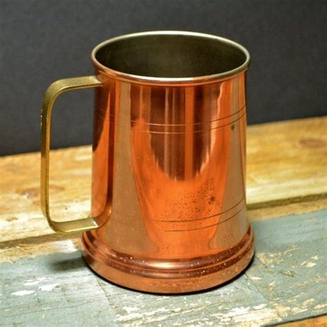 Vintage Copper Tankard Beer Mug With Brass Handle For Rustic Kitchen