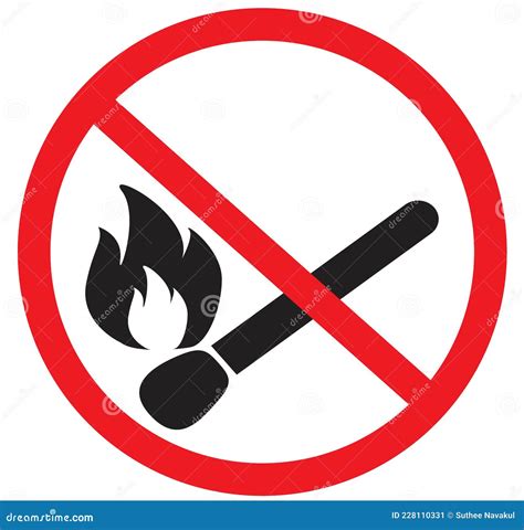 No Open Flame Sign On White Background Forbidden Sign With Burning