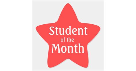 Customizable Red Star Student Of The Month Star Sticker Zazzle