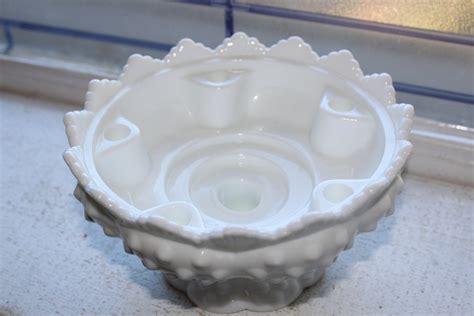 Vintage Fenton Milk Glass Hobnail Candle Holder Pedestal Dish Etsy