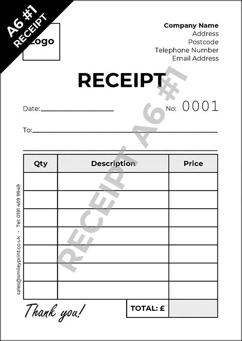 Sample Receipt Form