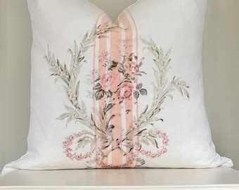 Pink Floral Ruffle Pillow Cover Shabby French Country Linen Etsy