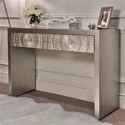 leverette silver premium console table rowen homes