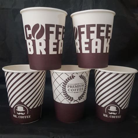 jual paper cup motif oz gelas kertas kopi tahan panas isi pcs
