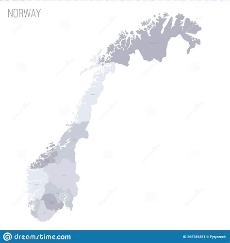 Noorwegen Politieke Kaart Van De Bestuurlijke Afdelingen Vector