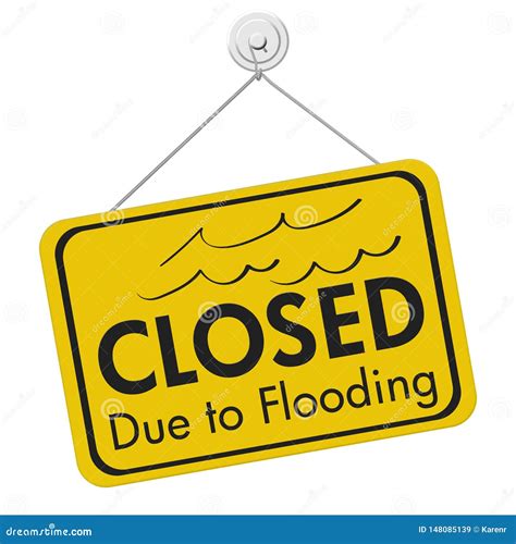 Closed Due To Flooding Sign Stock Photography | CartoonDealer.com