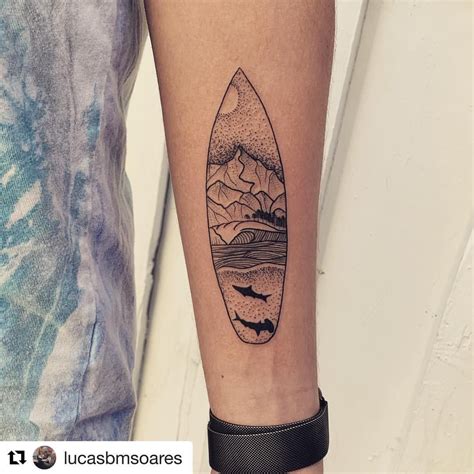 Surf Board Tattoo On Forearm Tattoos Geometric Tattoo Surf Tattoo