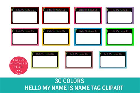 Name Tag Clipart-School Name Tag Clipart Graphic by Happy Printables ...