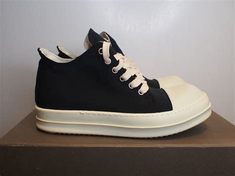 Rick Owens DRKSHDW Low Ramones Twill Sneakers - Black/Milk — GLOBAL ...