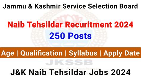 Jkssb Naib Tehsildar Recruitment Jandk Naib Tehsildar Jobs Age