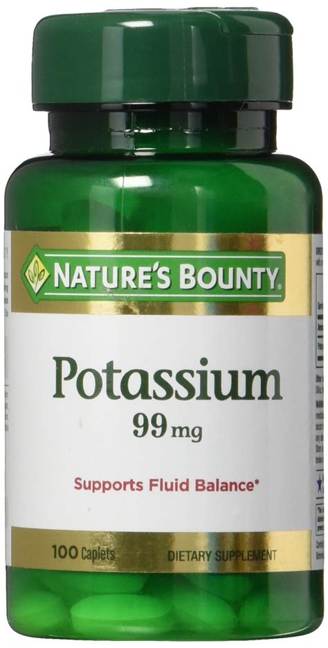 Nature S Bounty Potassium 99 Mg 100 Caplets Supports Heart Health And Muscle Function