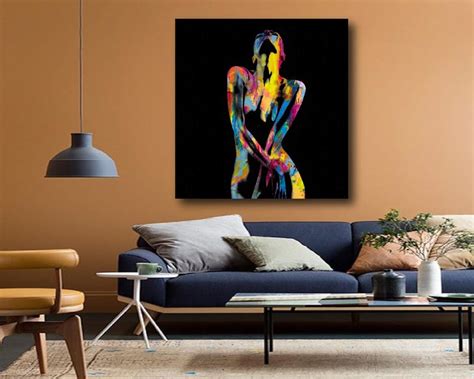 Sexy Colorful Naked Woman Canvas Poster Print Sensual Photo Art