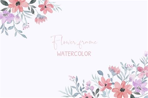 Marco floral púrpura rosa suave acuarela Vector Gratis