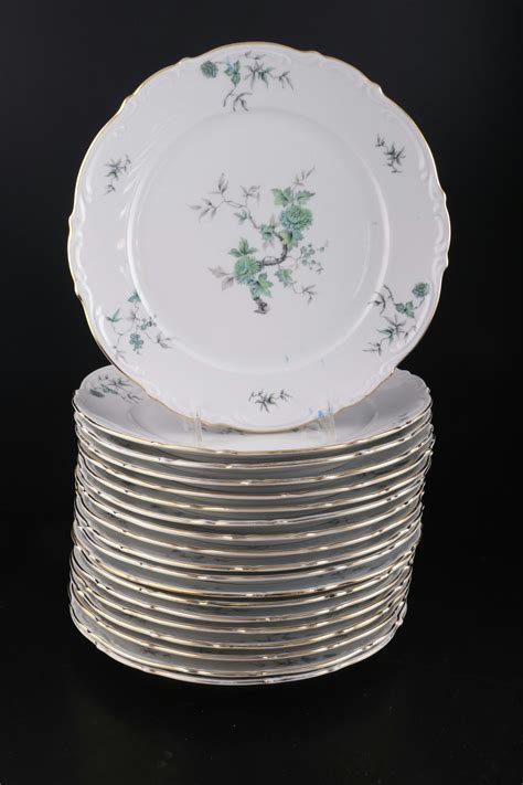 Mitterteich Bavaria Green Ming Hand Painted Porcelain Dinnerware Ebth