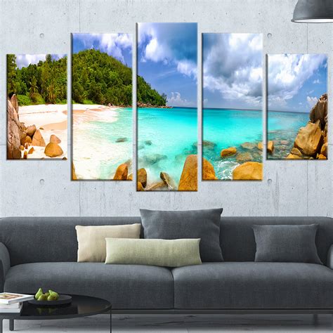 Designart Seychelles Beach Panorama Piece Wall Art On Wrapped