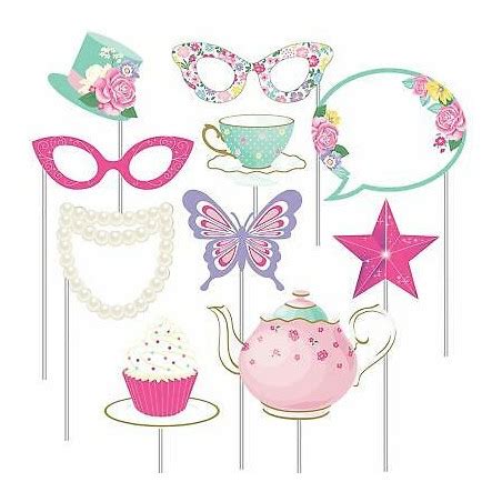 Floral Tea Party Photo Booth Props Set Of 10 High Tea Party