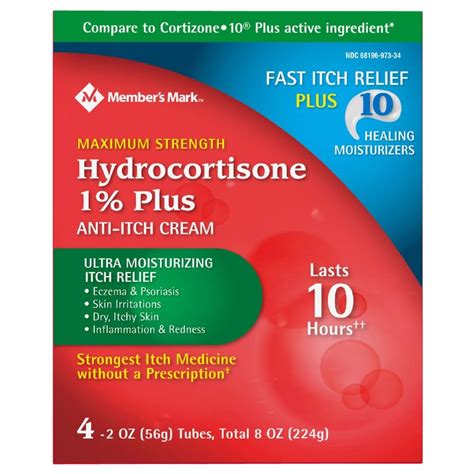 Members Mark Hydrocortisone 1 Anti Itch Cream 2 Oz 4 Pk Shelhealth