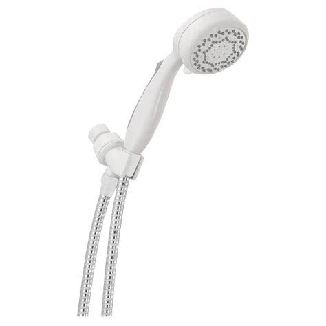 Delta 7-Spray 3.4 in. Single Wall Mount Handheld Shower Head in White ...