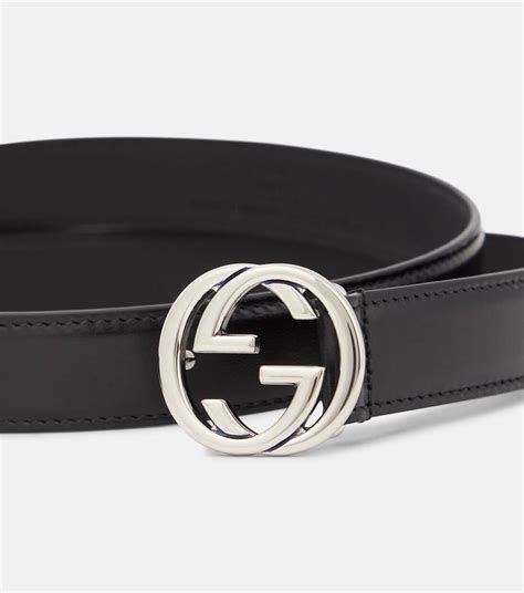 Interlocking G Leather Belt In Black Gucci Mytheresa