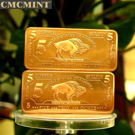 Christmas Decoration 5 Oz 999 Fine Copper Buffalo Bullion Bars A168