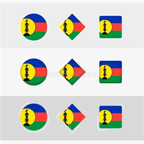 New Caledonia Flag Icons Set Vector Flag Of New Caledonia Stock Vector