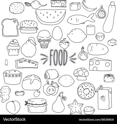 Hand drawn cut food outline Royalty Free Vector Image