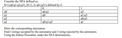 SOLVED Consider The NFA Defined As N Q0 Q1 Q2 Q3 0 1 8 Q0