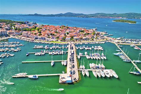 Biograd na Moru historic town and marina aerial view Photograph by Brch Photography