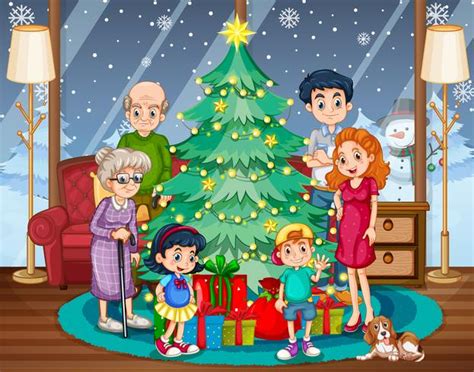 Family gathering on Christmas 417712 Vector Art at Vecteezy