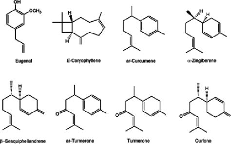 Structures Of The Identified Components In Turmeric Essential Oil Download Scientific Diagram