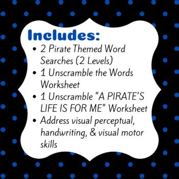 Pirate Word Search And Scramble Worksheets By Creatively Ot Tpt