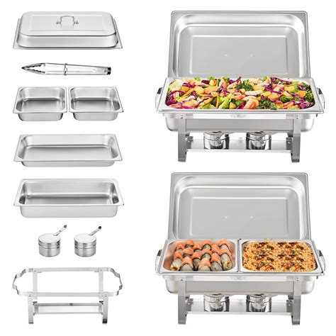 Vevor Chafing Dish Buffet Set 2 Pack 8 Qt Stainless Chafer W 2 Full