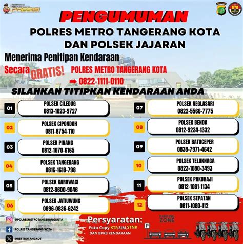 Polres Metro Tangerang Kota Buka Layanan Penitipan Kendaraan Bermotor