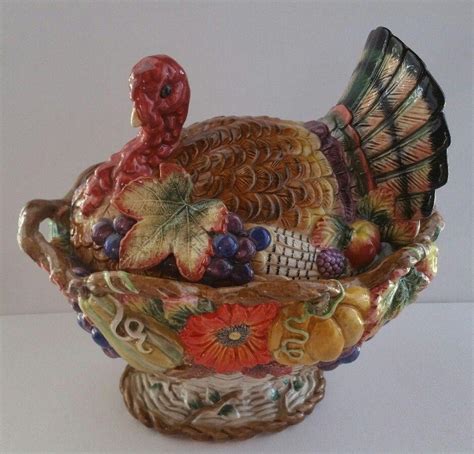 Fitz And Floyd Autumn Bounty Turkey Tureen Covered Vegetable Casserole