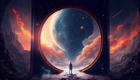 Premium AI Image A Man Stands In Front Of A Door That Says Space On It