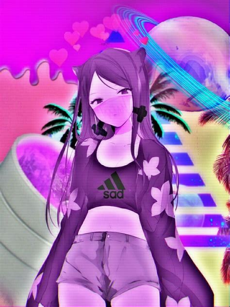 Anime Girl Vaporwave Purple Aesthetic Aesthetic Anime Manga Anime