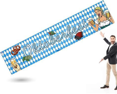 Baner XXL na Oktoberfest 40x150 cm Niebiesko Biała Dekoracja do