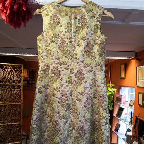 Women S Green And Gold Dress Depop