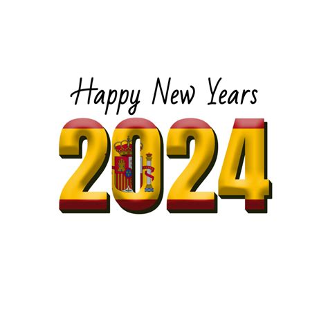 happy new year 2024 with flag Spain 32055434 PNG