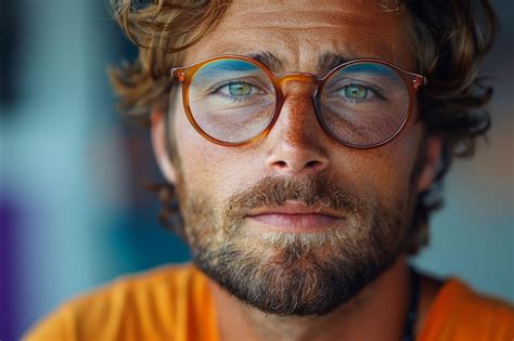 Premium Photo Close Up Of Person Wearing Glasses Generative Ai