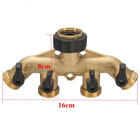 New 3 4 Inch BSP 4 Way Brass Hose Faucet Manifold Water Segregator