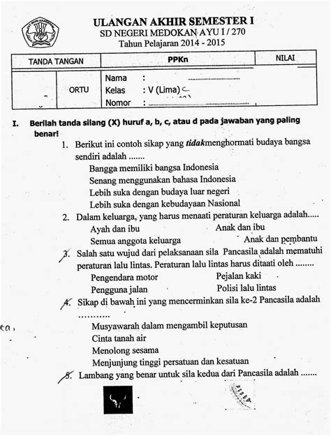 Soal Pkn Kelas 1 Sd Semester 1 Pdf