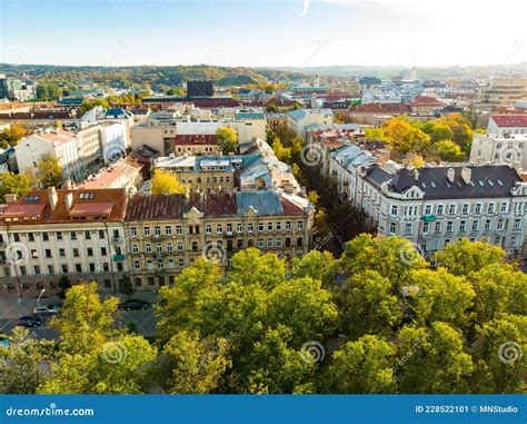 Beautiful Vilnius City Panorama In Autumn With Orange And Yellow