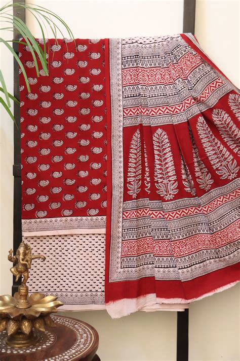 Bagh Hand Block Printed Cotton Suit 3 Piece Set Mooldhaga