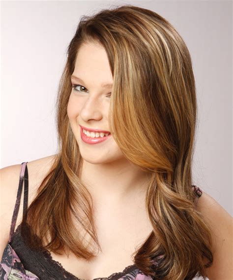 Long Straight Chestnut Brunette Hairstyle With Light Blonde Highlights