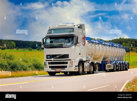 White Volvo Fh Truck With Long Multi Axle Semi Trailer K S Bulk Oy At