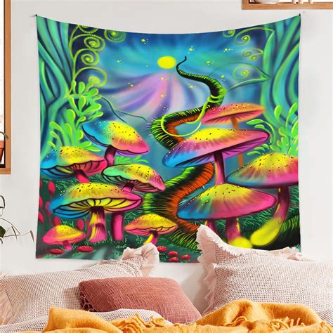 Psychedelic Mushroom Tapestry Cosmic Tapestry Wall Hanging Etsy