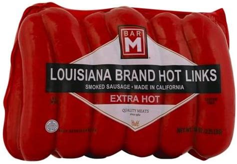 Bar M Smoked Louisiana Brand Hot Links Extra Hot Sausage Oz Nutrition Information Innit